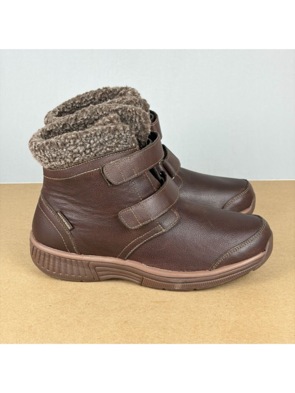 Orthofeet 867 Florence Waterproof Boots Womens 8 Brown Leather Hook and Loop - Picture 3 of 10